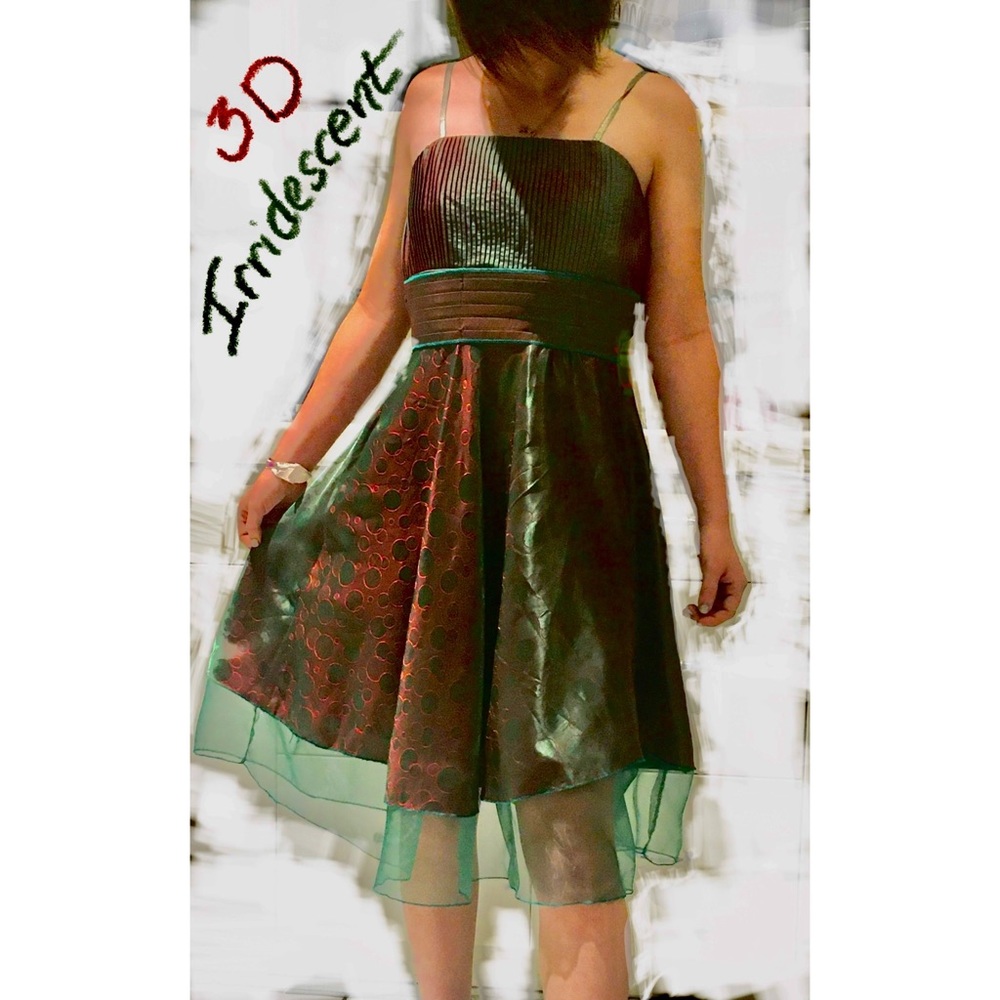 ✨One of a Kind✨Strappy Iridescent Cocktail Party Dress.Original Design.Hand Sewn - Picture 3 of 5
